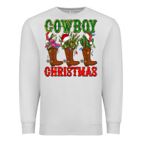 Dove Grey cowboy christmas boots cactus Premium Sweatshirt - CowGirlArtShop