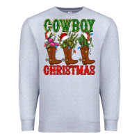 Heather Grey cowboy christmas boots cactus Premium Sweatshirt - CowGirlArtShop