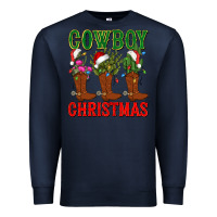 Navy cowboy christmas boots cactus Premium Sweatshirt - CowGirlArtShop
