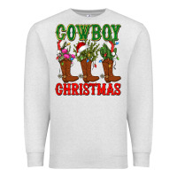 Oatmeal Heather cowboy christmas boots cactus Premium Sweatshirt - CowGirlArtShop