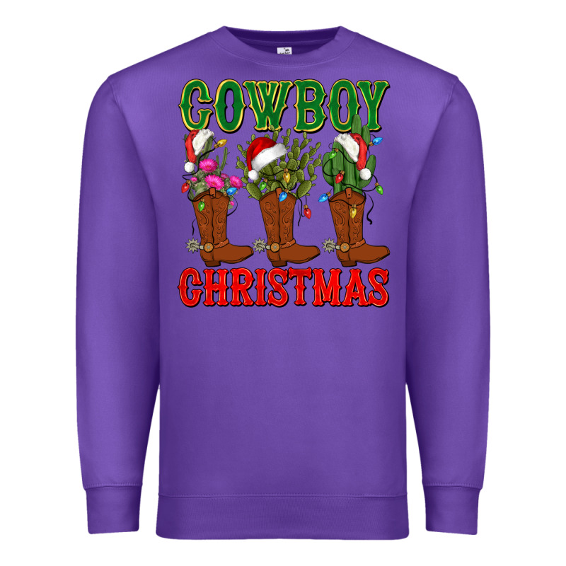 Cowboy Christmas Boots Cactus Premium Sweatshirt by CowGirlArtShop | Teevron