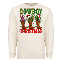 Sandshell cowboy christmas boots cactus Premium Sweatshirt - CowGirlArtShop