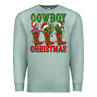 Seafoam cowboy christmas boots cactus Premium Sweatshirt - CowGirlArtShop