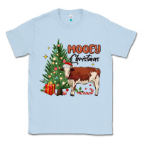 Dusty Blue mooey christmas Classic Tee - MaliasSmallBusiness