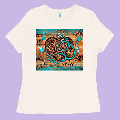 Nurse Leopard Heart Ladies Tee Designed By Jahusdesignshop