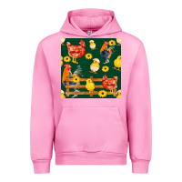 Fuchsia Pink farm life seamless pattern Urban Hoodie - FaDigitalArtStudio