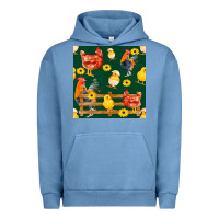 Pigment Pebble Blue farm life seamless pattern Urban Hoodie - FaDigitalArtStudio