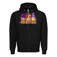 Black Basketball gnomes Zipper Hoodie - NancyCooperArtShop