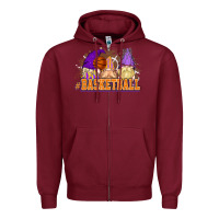 Burgundy Basketball gnomes Zipper Hoodie - NancyCooperArtShop