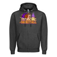 Charcoal Heather Basketball gnomes Zipper Hoodie - NancyCooperArtShop