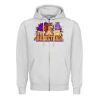 Dove Grey Basketball gnomes Zipper Hoodie - NancyCooperArtShop