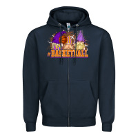 Navy Basketball gnomes Zipper Hoodie - NancyCooperArtShop
