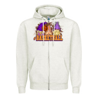 Oatmeal Heather Basketball gnomes Zipper Hoodie - NancyCooperArtShop