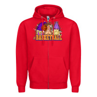 Red Basketball gnomes Zipper Hoodie - NancyCooperArtShop