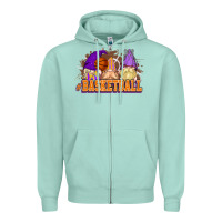 Seafoam Basketball gnomes Zipper Hoodie - NancyCooperArtShop