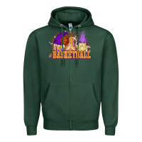 Sports Green Basketball gnomes Zipper Hoodie - NancyCooperArtShop