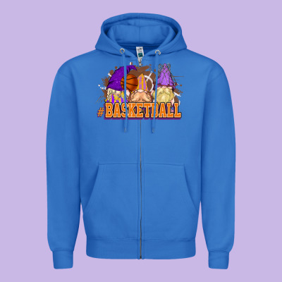Basketball Gnomes Zipper Hoodie Designed By Nancycooperartshop