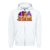 White Basketball gnomes Zipper Hoodie - NancyCooperArtShop