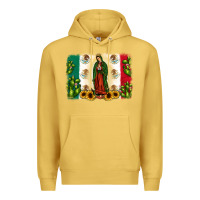 Antique Gold mexican flag our lady of guadalupe Premium Hoodie - JahusDesignShop