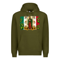 Army Green mexican flag our lady of guadalupe Premium Hoodie - JahusDesignShop