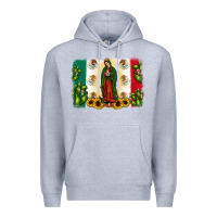 Heather Grey mexican flag our lady of guadalupe Premium Hoodie - JahusDesignShop