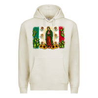 Oatmeal Heather mexican flag our lady of guadalupe Premium Hoodie - JahusDesignShop