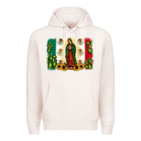 Pale Pink mexican flag our lady of guadalupe Premium Hoodie - JahusDesignShop