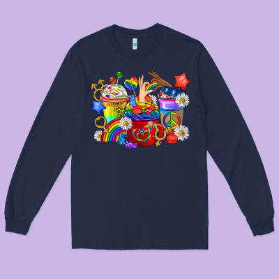 Lgbtq+ Pride Coffee Cups Long Sleeve Tee Designed By Bundleandbundleshop