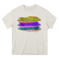 Green Purple Cyan Colored Triple Brush Strokes Heavy Core Tee | Teevron