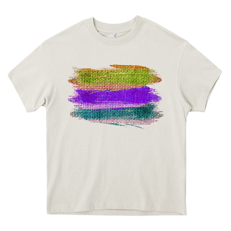 Green Purple Cyan Colored Triple Brush Strokes Heavy Core Tee by Bettercallsaul | Teevron