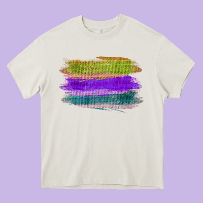 Green Purple Cyan Colored Triple Brush Strokes Heavy Core Tee Designed By Bettercallsaul