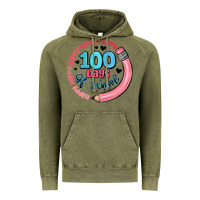 Vintage Olive happy 100 days of school Vintage Hoodie - MaliasSmallBusiness