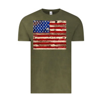 Vintage Olive American flag leopard cowhide Vintage Tee - JahusDesignShop