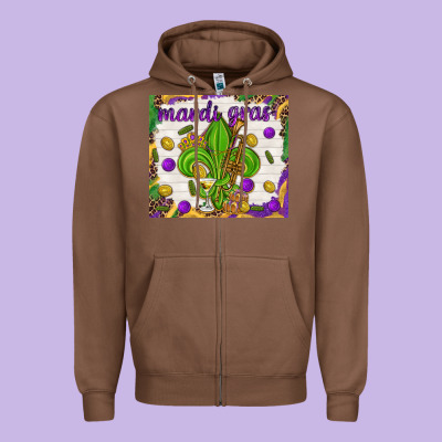 Mardi Gras Fleur De Lis Zipper Hoodie Designed By Nancycooperartshop
