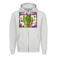 Dove Grey Mardi Gras fleur de lis Zipper Hoodie - NancyCooperArtShop