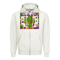 Oatmeal Heather Mardi Gras fleur de lis Zipper Hoodie - NancyCooperArtShop