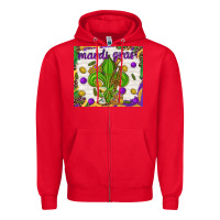 Red Mardi Gras fleur de lis Zipper Hoodie - NancyCooperArtShop