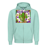 Seafoam Mardi Gras fleur de lis Zipper Hoodie - NancyCooperArtShop