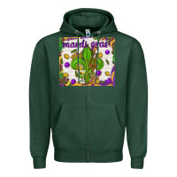 Sports Green Mardi Gras fleur de lis Zipper Hoodie - NancyCooperArtShop
