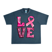 Midnight Navy Breast Cancer love Urban Heavy Tee - NancyCooperArtShop