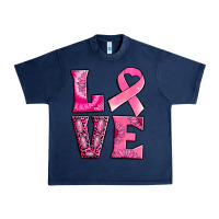 Navy Breast Cancer love Urban Heavy Tee - NancyCooperArtShop