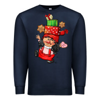 Navy cute christmas girl gnome Premium Sweatshirt - CowGirlArtShop