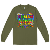 Army Green LGBTQ Pride Human Kind Be Both Long Sleeve Tee - BundleAndBundleShop