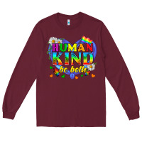Burgundy LGBTQ Pride Human Kind Be Both Long Sleeve Tee - BundleAndBundleShop