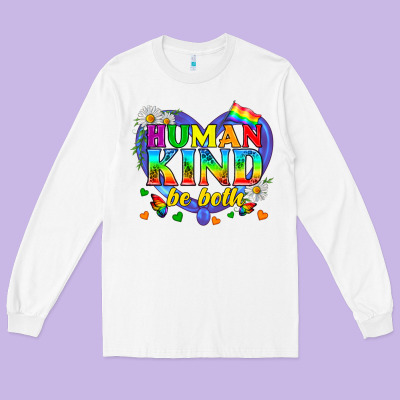 Lgbtq Pride Human Kind Be Both Long Sleeve Tee Designed By Bundleandbundleshop