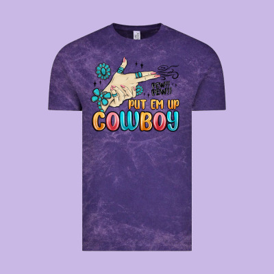 Western Turquoise Put Em Up Cowboy Vintage Tee Designed By Maliassmallbusiness