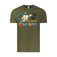 Vintage Olive western turquoise put em up cowboy Vintage Tee - MaliasSmallBusiness
