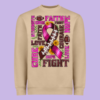 Breast Cancer American Football Ribbon Love Cure Fight Bbs Heavyweight Sweatshirt Designed By Bundleandbundleshop