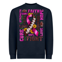 Navy breast cancer american football ribbon love cure fight bbs Heavyweight Sweatshirt - BundleAndBundleShop