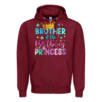 Burgundy brother of the birthday princess Zipper Hoodie - NancyCooperArtShop